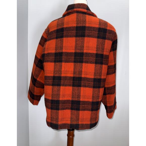 WOOLRICH vintage orange/black wool toggle jacket - size XL - Picture 4 of 14